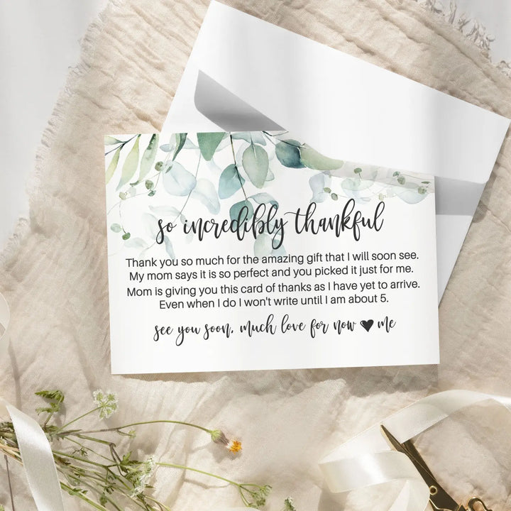 Greenery thank you cards for girls baby shower β personalized notecards (pack of 25) - office product