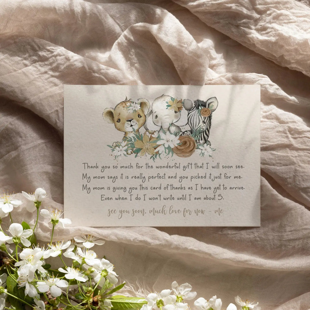 Flora jungle baby shower thank you cards for girls β notecards with envelopes (pack of 25) - office product