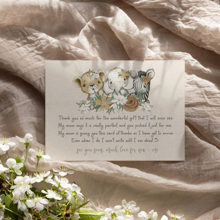 Flora jungle baby shower thank you cards for girls β notecards with envelopes (pack of 25) - office product