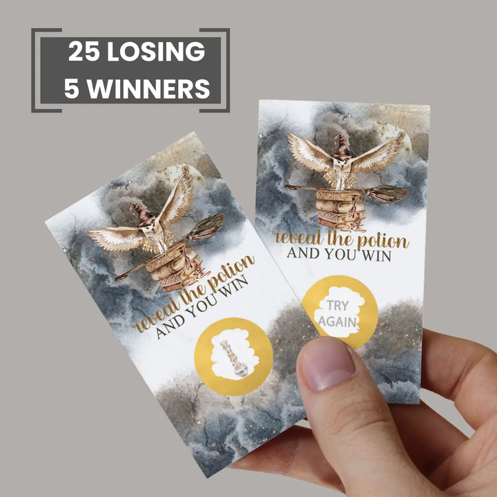 Magic owl scratch-off game cards: baby shower wedding halloween party favors & prize reveal activities - games