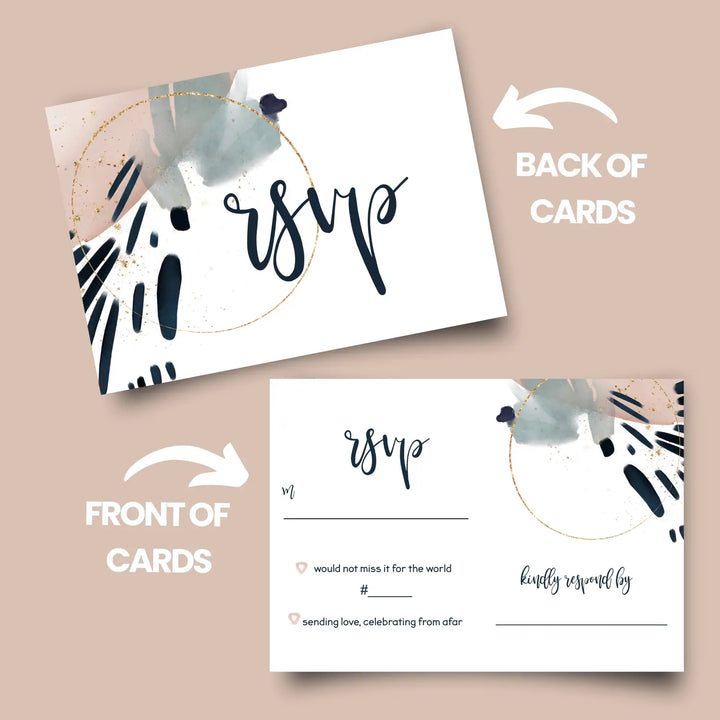 Blue rose watercolor modern rsvp cards - chic wedding response set 3.5x5 envelopes included 25 pack - invitations