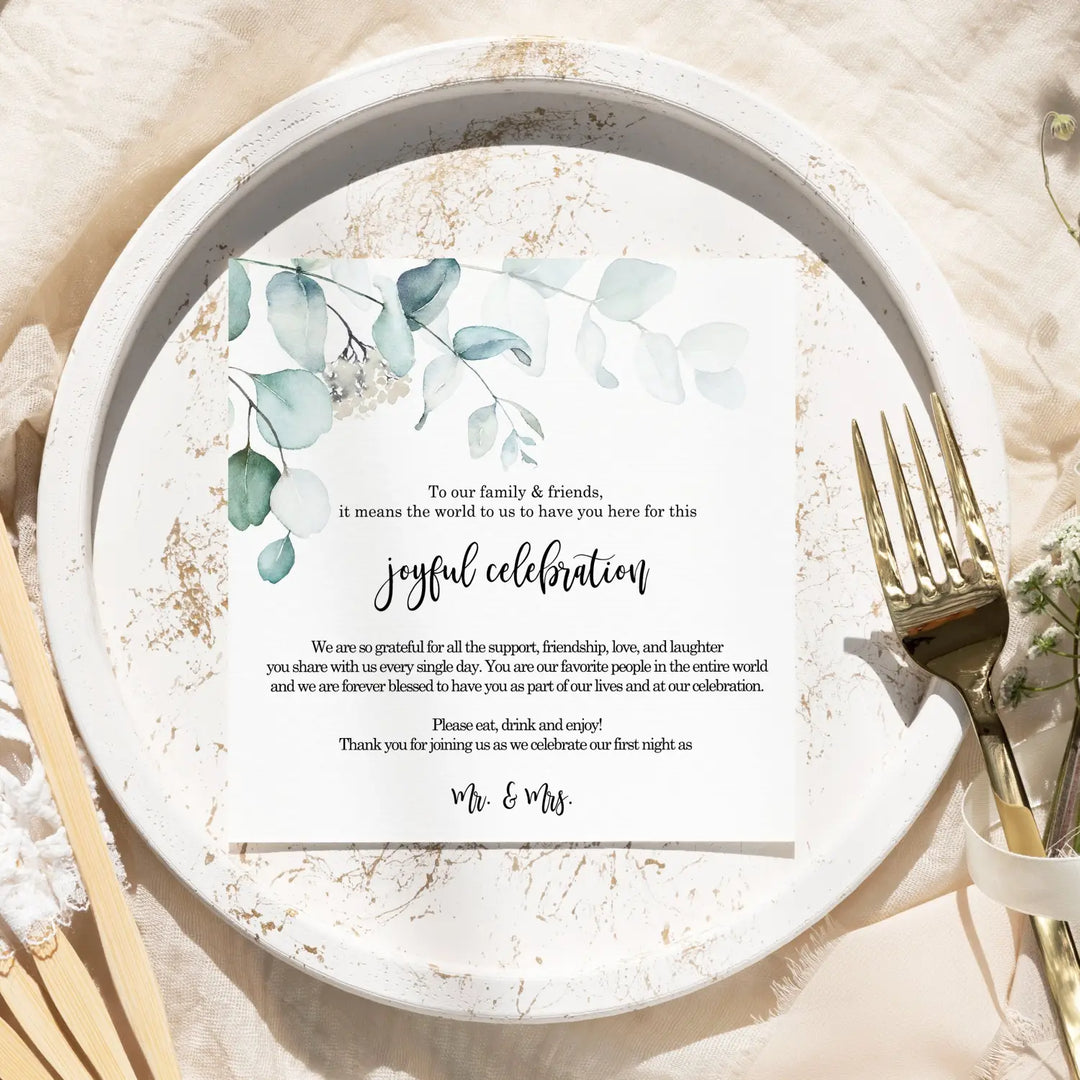 Greenery wedding thank you place cards for reception tables setting favors or decorations guests 4βx4β 50 pack - office