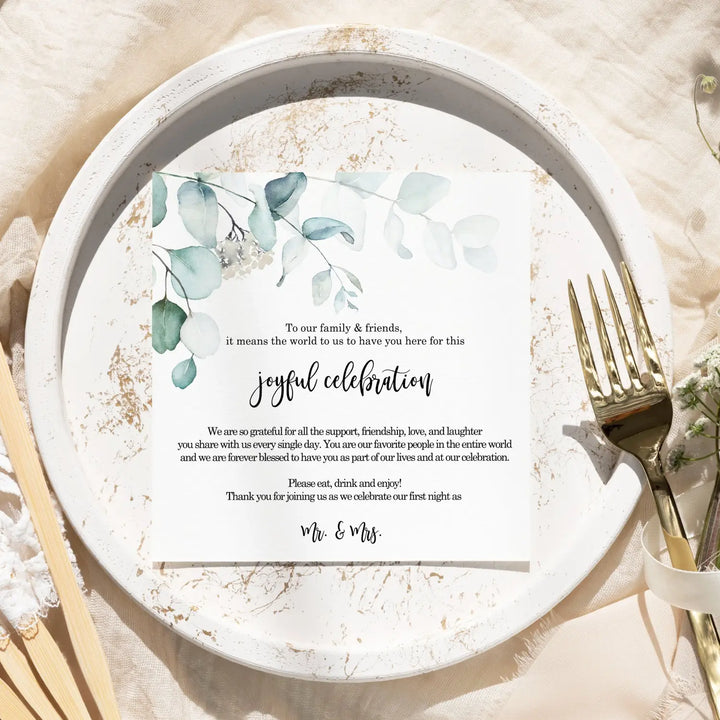 Greenery wedding thank you place cards for reception tables setting favors or decorations guests 4βx4β 50 pack - office