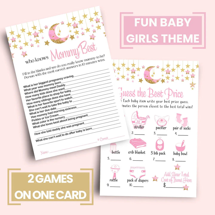 Twinkle little star baby shower mommy best and price game set 5x7 cards (25 ct) - party games