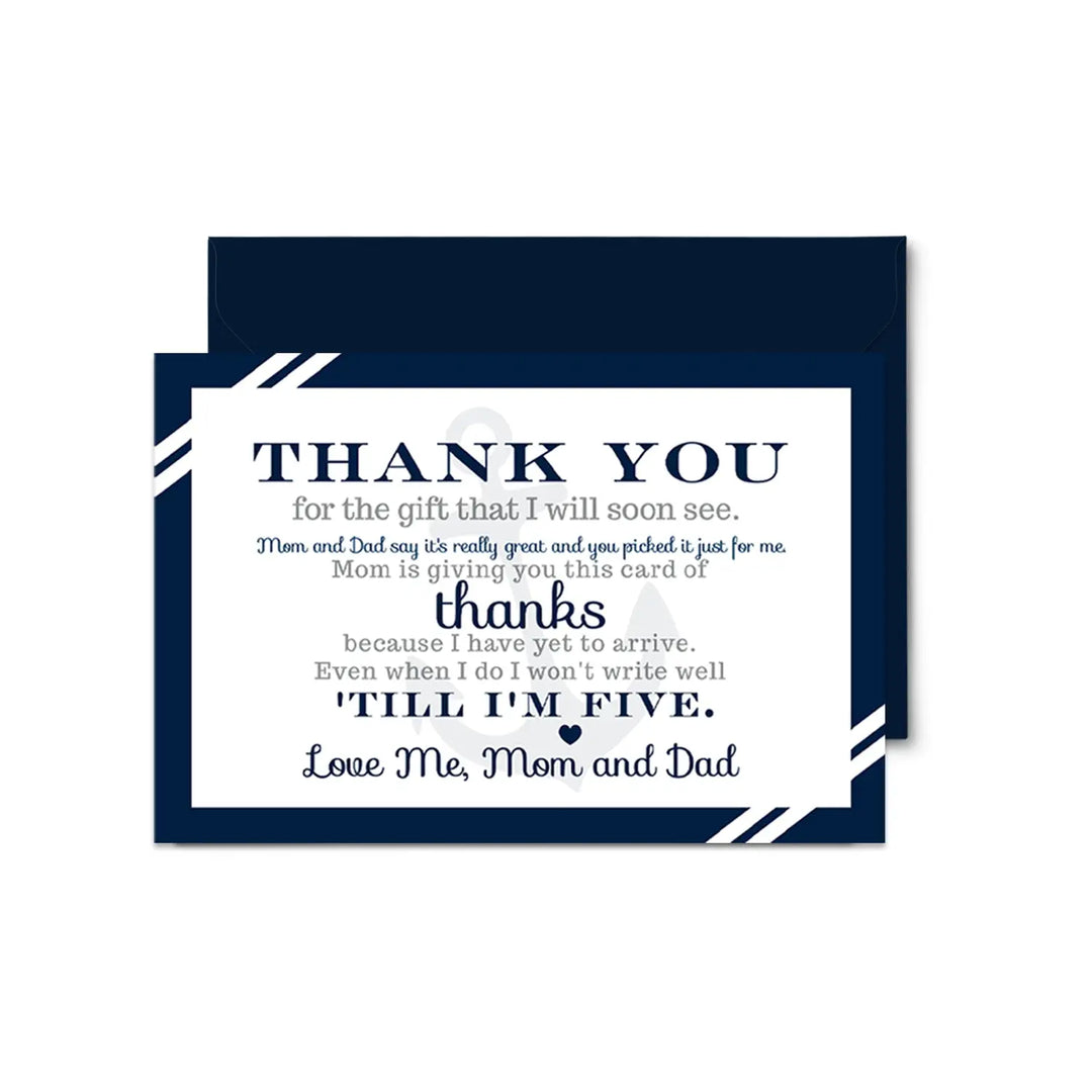 Anchor boys baby shower thank you cards - nautical (15 pack) with blue envelopes 4x6 - office product