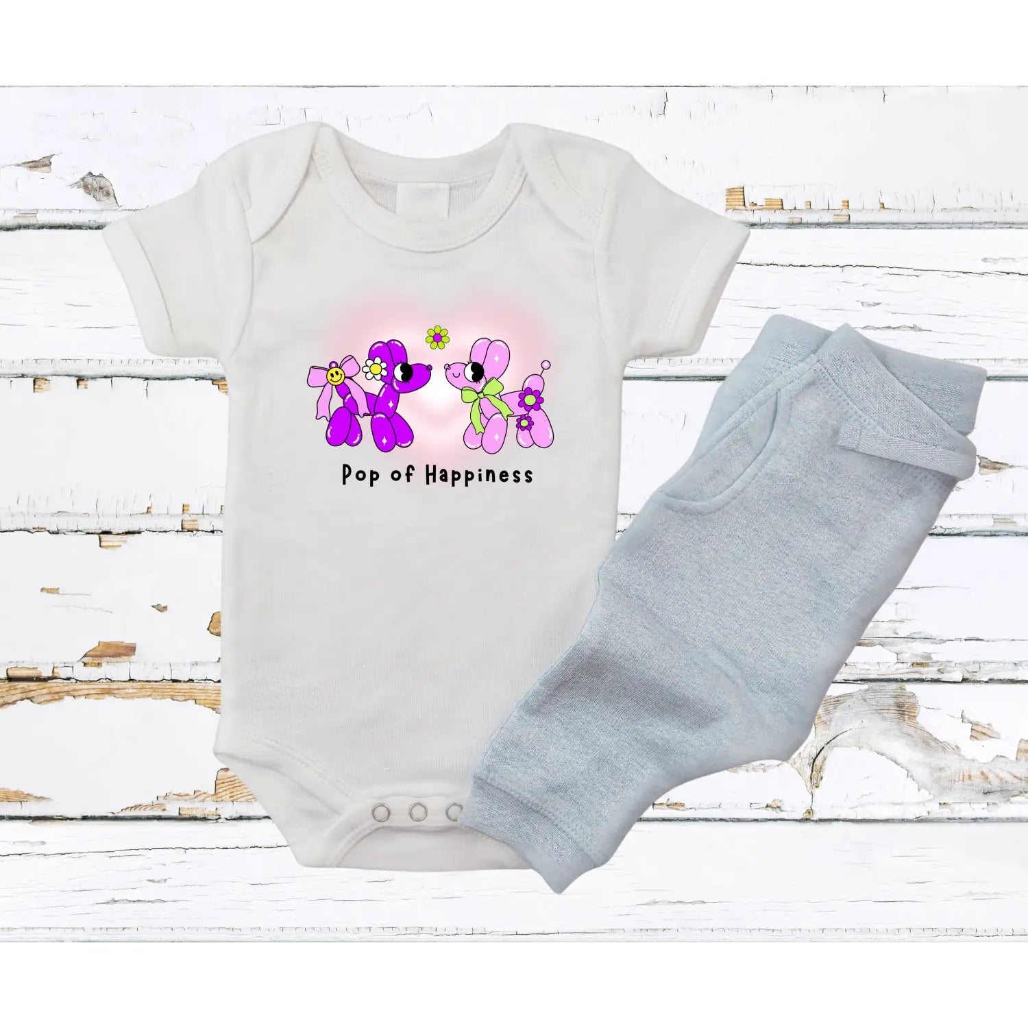 Baby bodysuit pop of happiness toddler t-shirt balloon animal graphic onesie cheerful infant tee bright & fun newborn