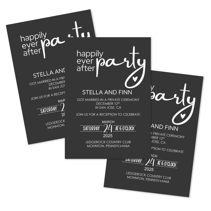 Modern wedding reception invitations personalized black and white