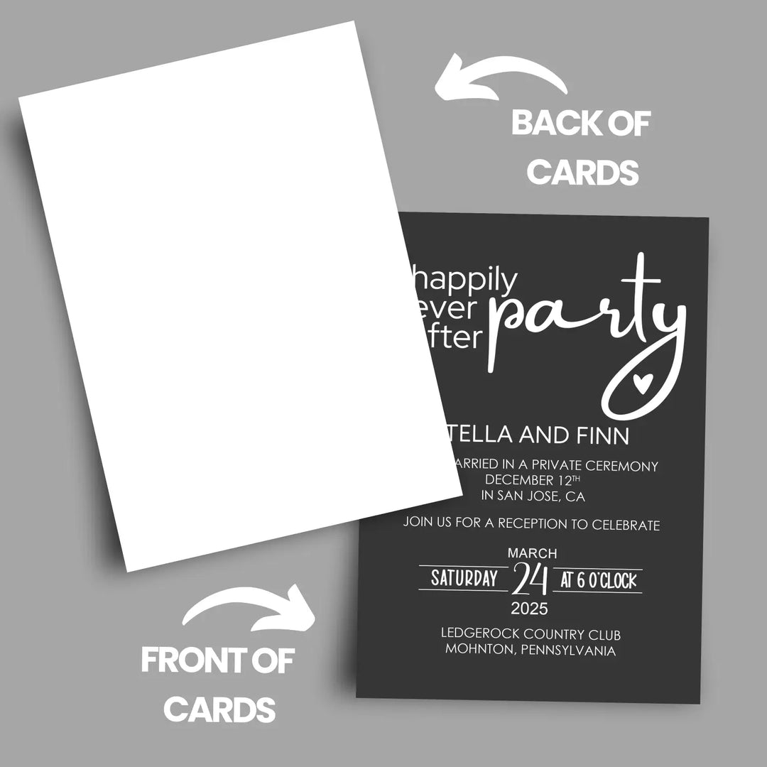 Modern wedding reception invitations personalized black and white