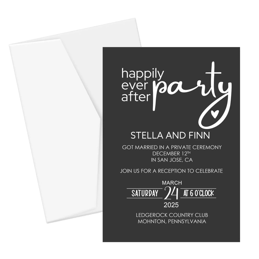 Modern wedding reception invitations personalized black and white