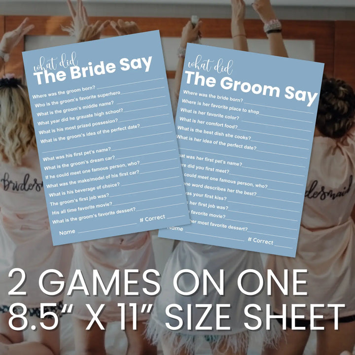 Blue bridal shower game printables - instant download of 4 fun wedding games - party
