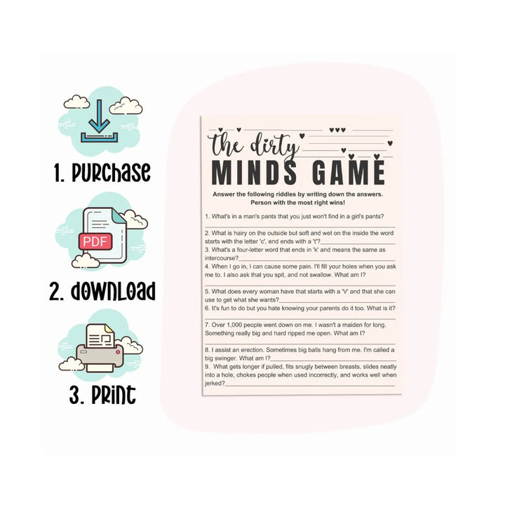 Bohemian bliss dirty or clean minds trivia - printable hilarious adult party game - games