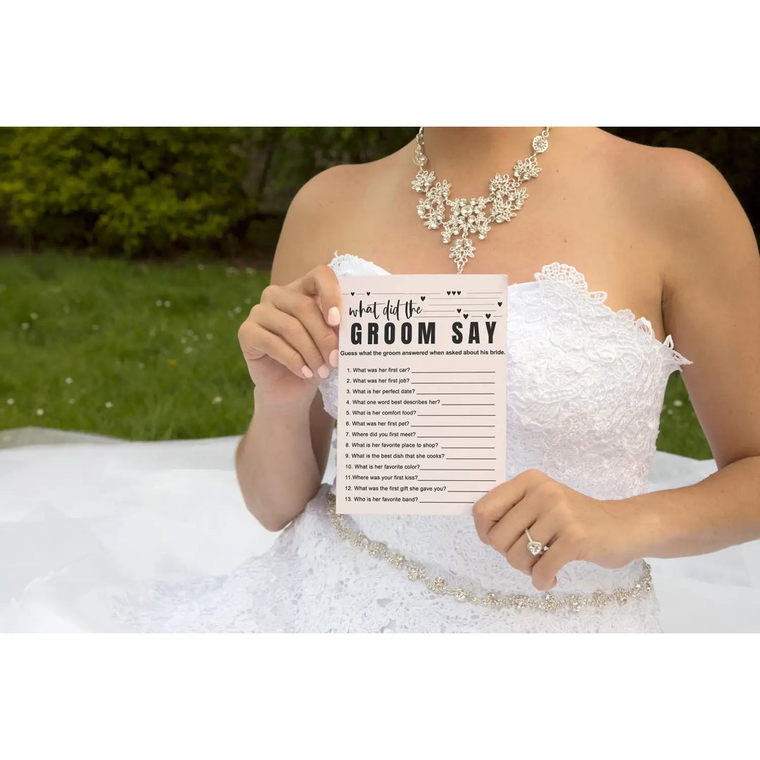 Bohemian bliss diy bridal shower game - what did the groom say? - instant pdf download - party games