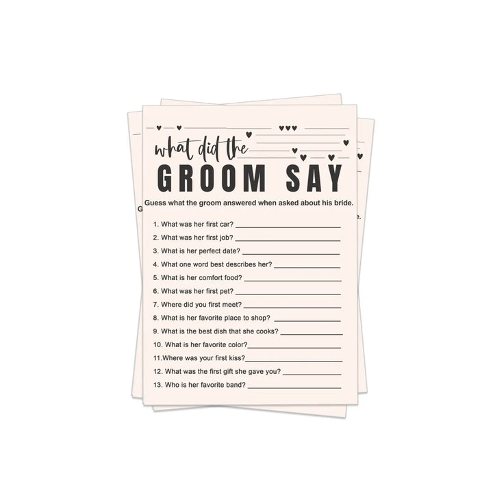 Bohemian bliss diy bridal shower game - what did the groom say? - instant pdf download - party games