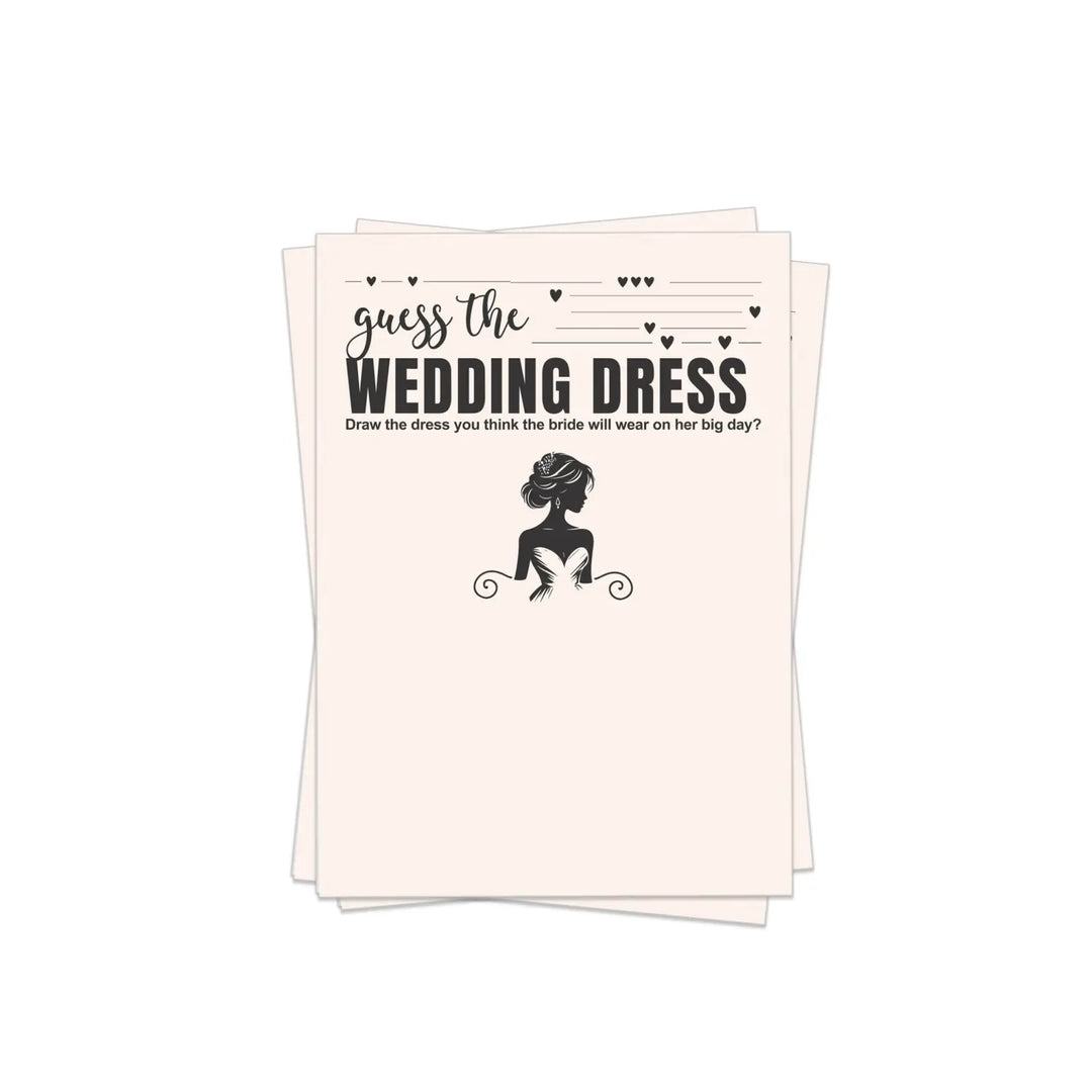 Bohemian bliss wedding dress sketch game - printable bridal shower fun - diy party activity - games