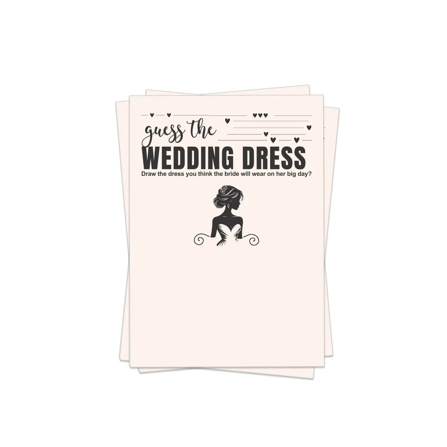 Bohemian bliss wedding dress sketch game - printable bridal shower fun - diy party activity - games