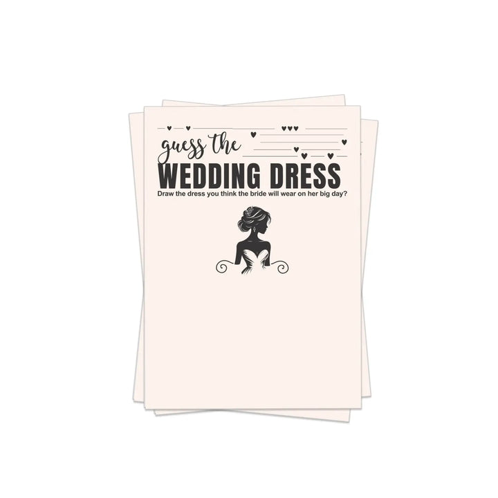 Bohemian bliss wedding dress sketch game - printable bridal shower fun - diy party activity - games