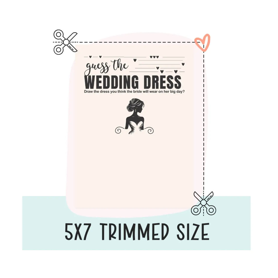 Bohemian bliss wedding dress sketch game - printable bridal shower fun - diy party activity - games