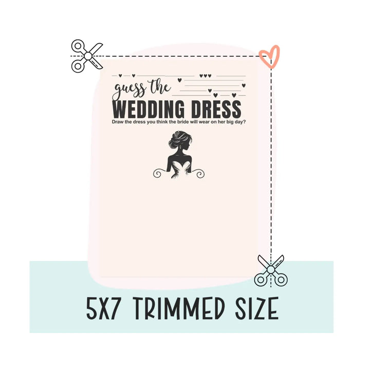 Bohemian bliss wedding dress sketch game - printable bridal shower fun - diy party activity - games