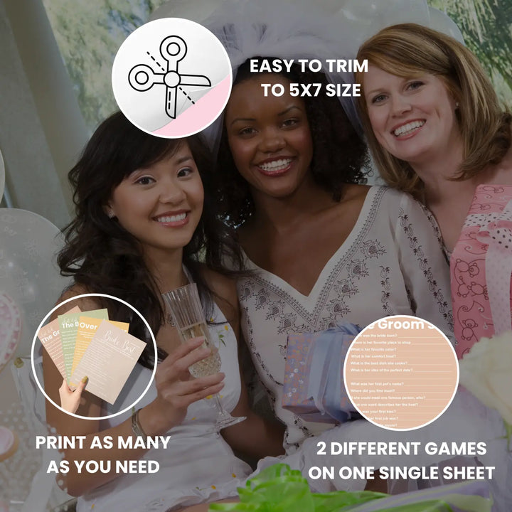 Boho sunset bridal shower game bundle - instant download of 4 fun wedding games for a trendy and relaxed bohemian