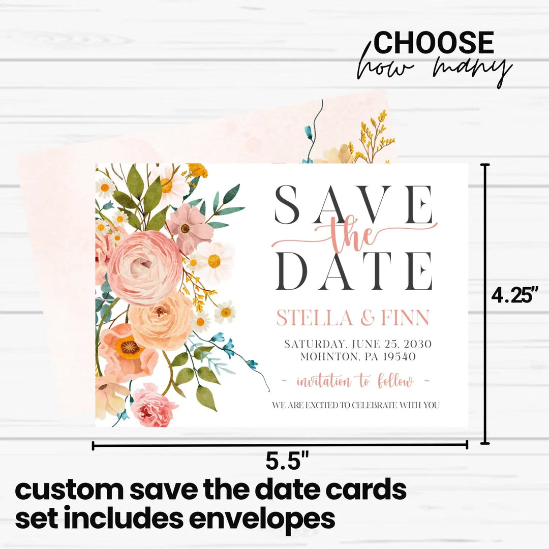 Boho terracotta save the date cards 3.5x5 & 4bar sizes printable printed options wedding event announcements