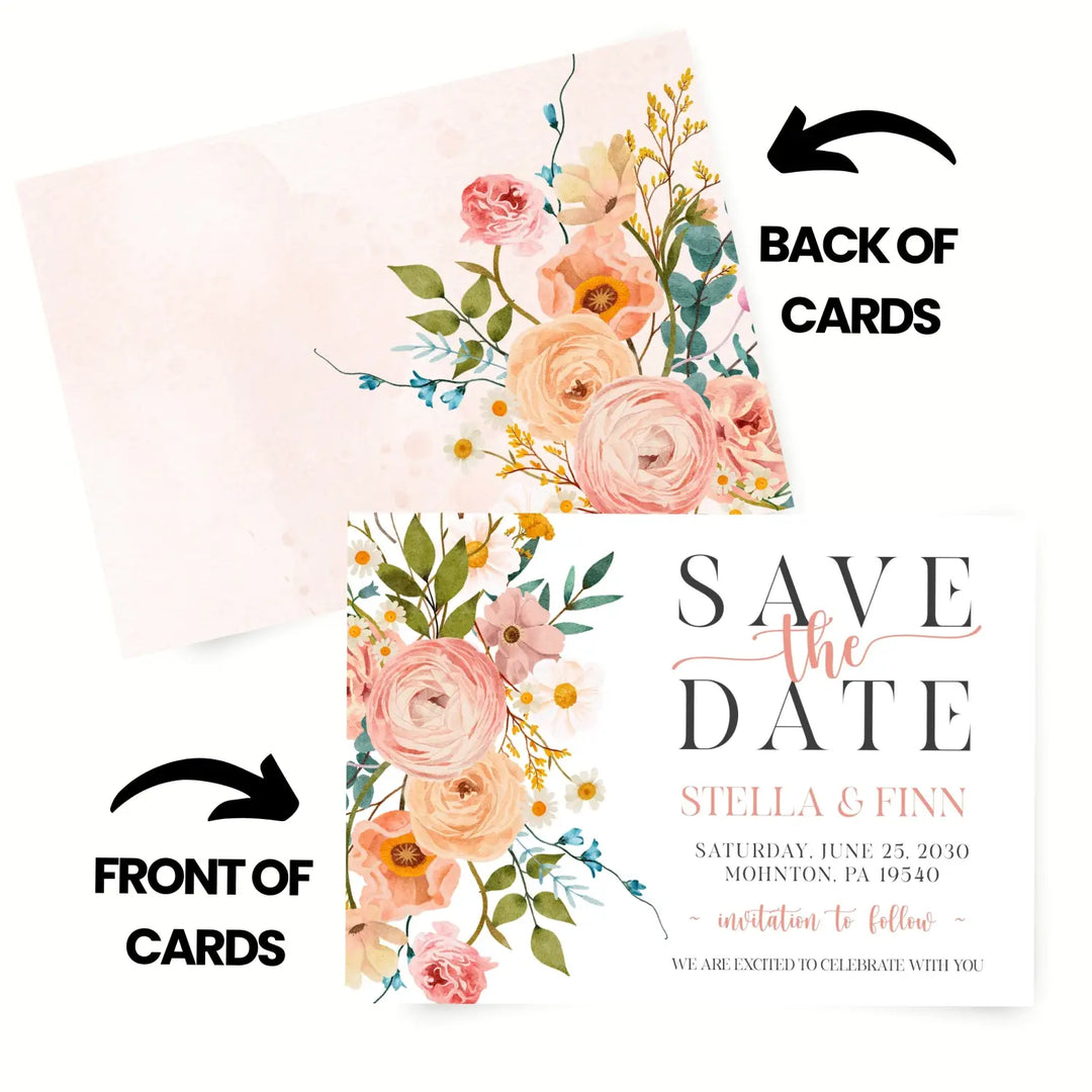 Boho terracotta save the date cards 3.5x5 & 4bar sizes printable printed options wedding event announcements