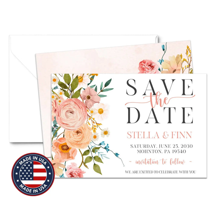 Boho terracotta save the date cards 3.5x5 & 4bar sizes printable printed options wedding event announcements