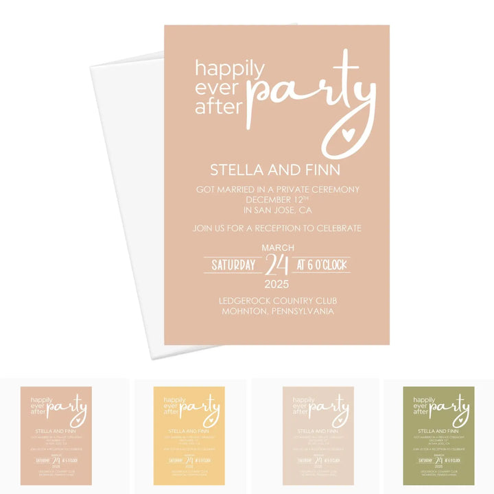 Boho sunset collection personalized invitations - customizable details - usa made premium cardstock with white envelopes