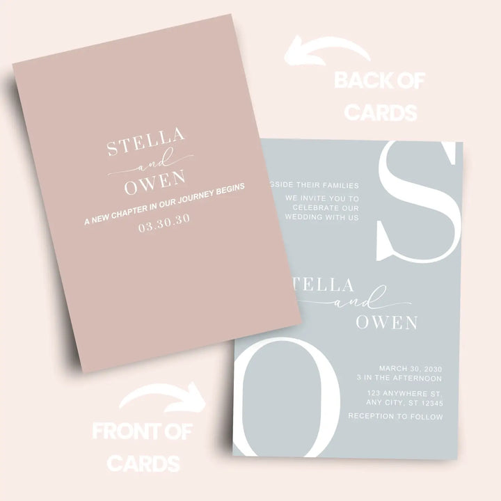 Custom wedding reception invitations: modern typography 5x7ββ 120lb double-sided cardstock personalized - invitations