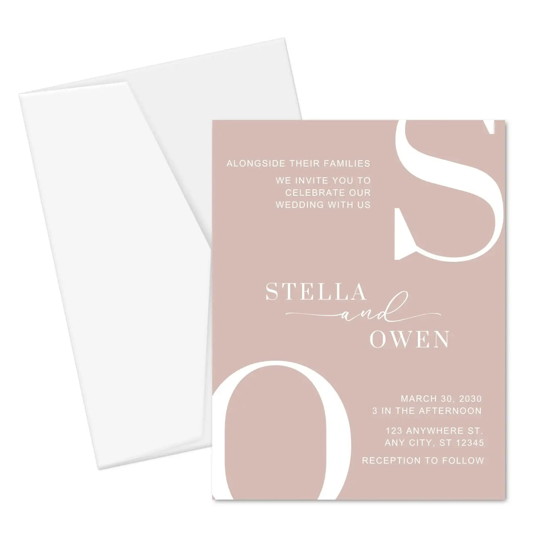Custom wedding reception invitations: modern typography 5x7ββ 120lb double-sided cardstock personalized - invitations