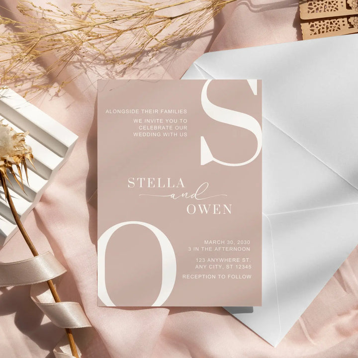 Custom wedding reception invitations: modern typography 5x7ββ 120lb double-sided cardstock personalized - invitations