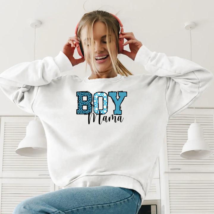 Boy mama crewneck sweatshirt cozy gift for moms cute parenting apparel mother’s day casual wear family gatherings