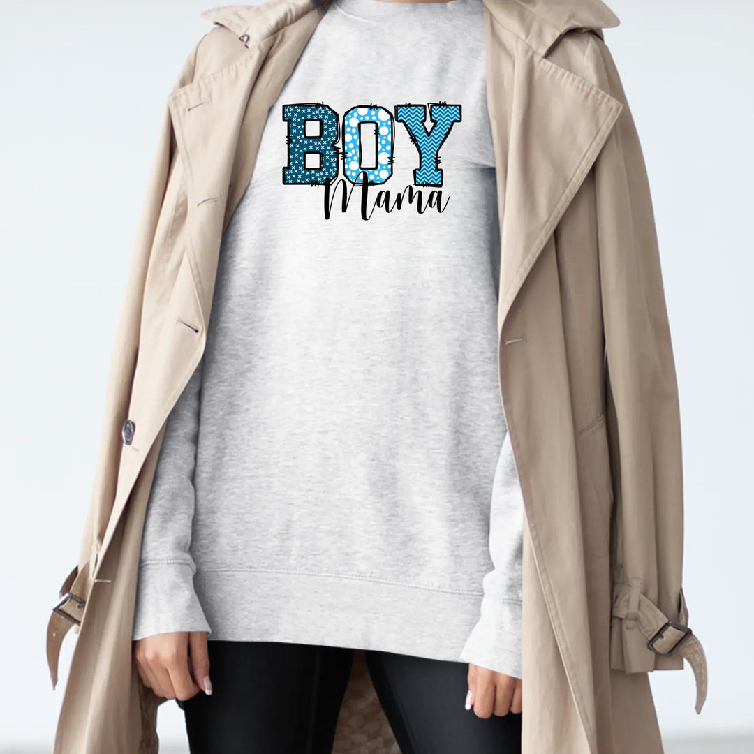 Boy mama crewneck sweatshirt cozy gift for moms cute parenting apparel mother’s day casual wear family gatherings
