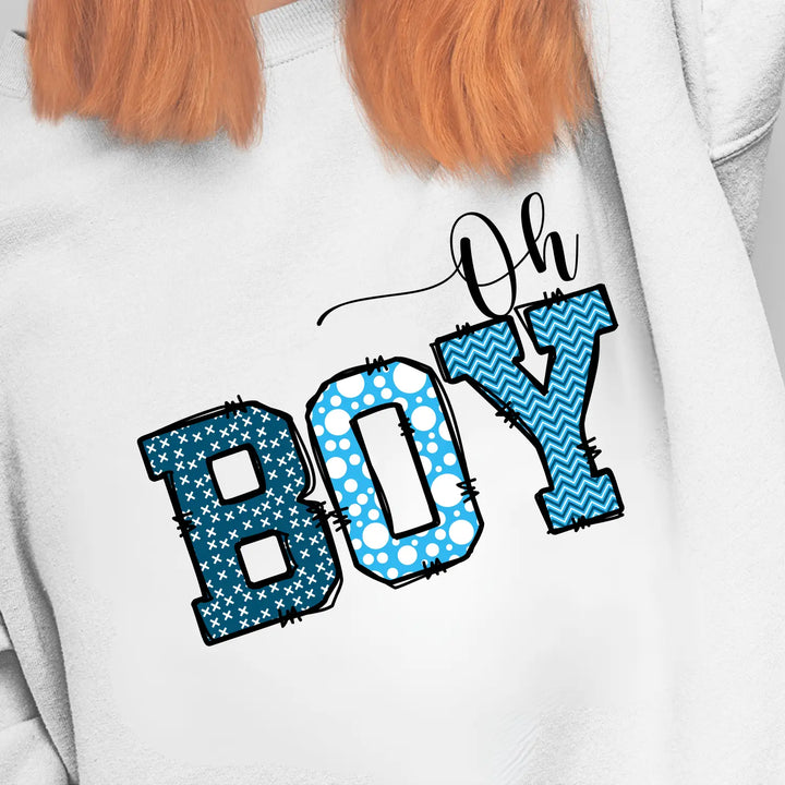 Oh boy sweatshirt for mommy cute baby shower gift fun mom to be pregnancy announcement cozy unisex fleece bright navy