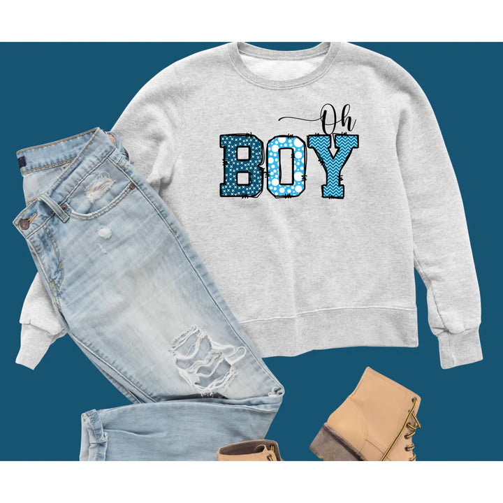 Oh boy sweatshirt for mommy cute baby shower gift fun mom to be pregnancy announcement cozy unisex fleece bright navy