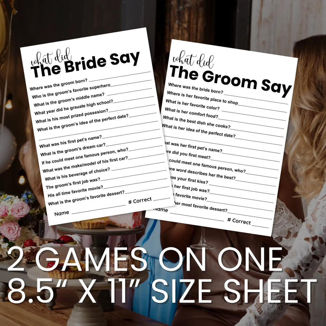 Chic black and white bridal shower game bundle - instant download of 4 fun wedding games for a timeless elegant affair