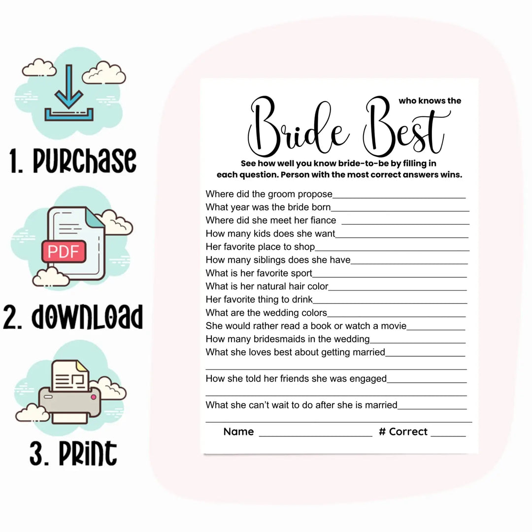 Chic black and white bridal shower game bundle - instant download of 4 fun wedding games for a timeless elegant affair