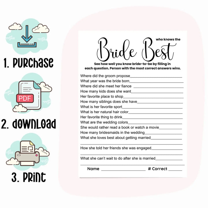 Chic black and white bridal shower game bundle - instant download of 4 fun wedding games for a timeless elegant affair