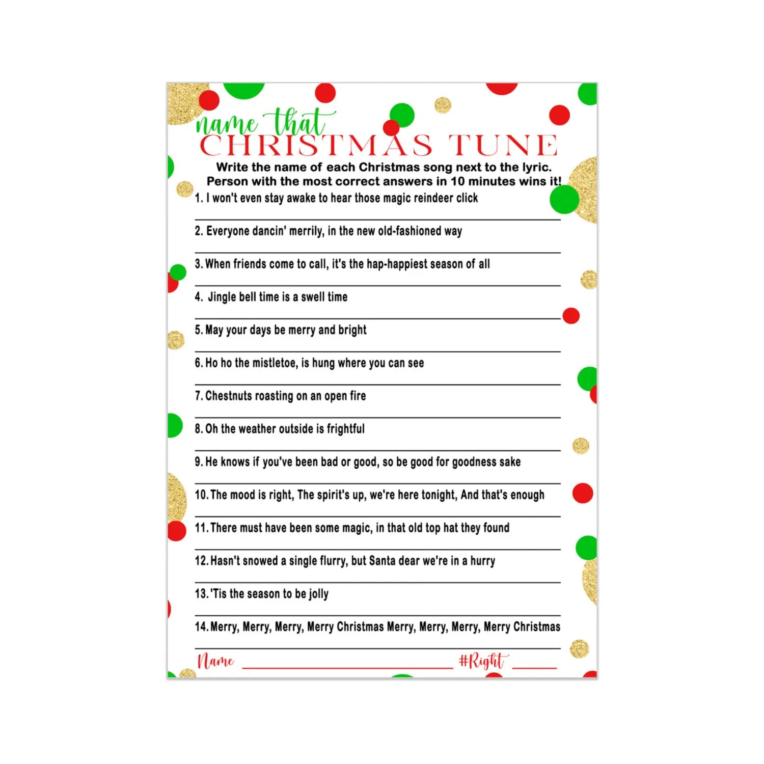 Christmas party trivia game - fun activity for adults - movie & song questions - 25 guests - games