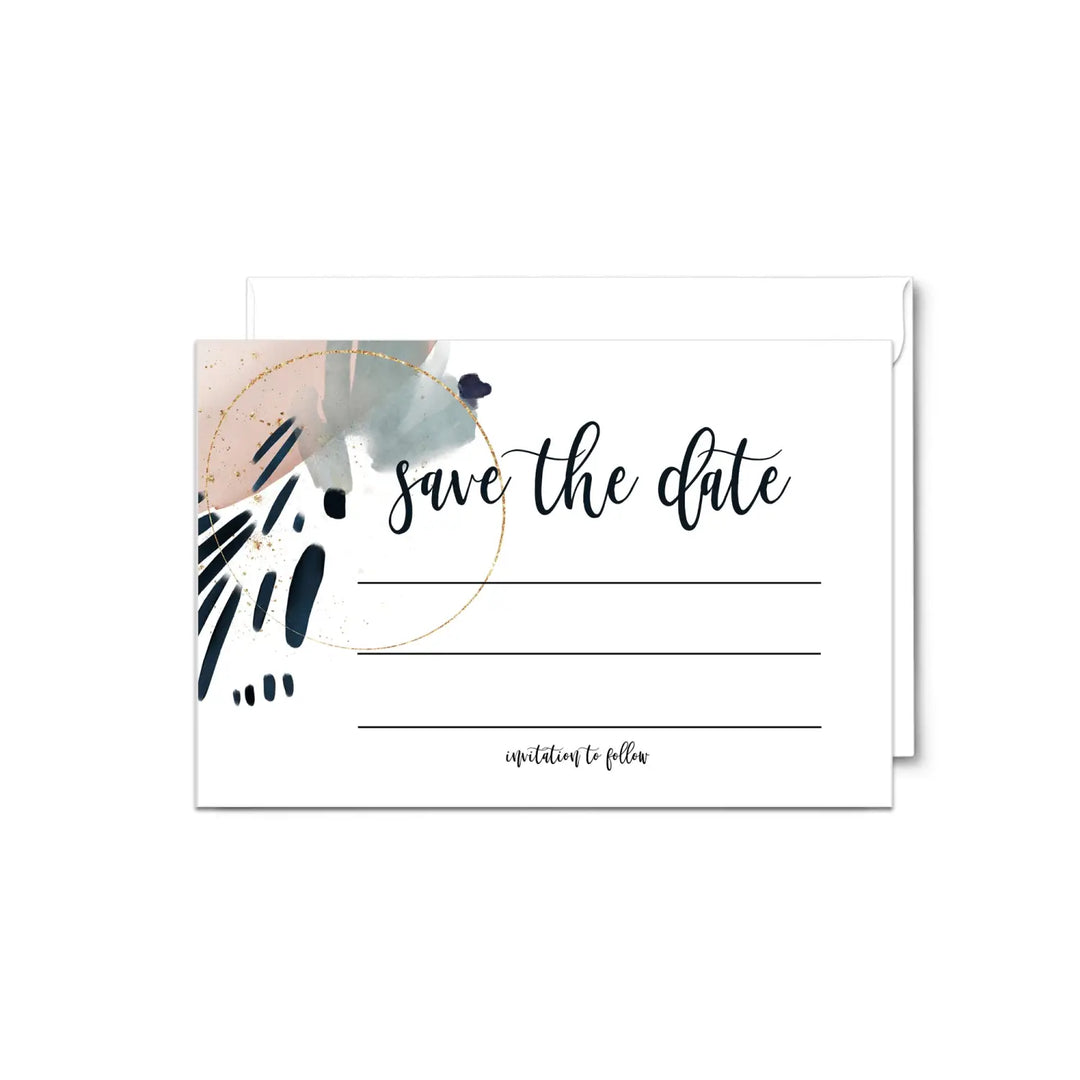Contemporary blue & pink save the date cards (25 pack) - modern invitations for memorable events - 3.5x5