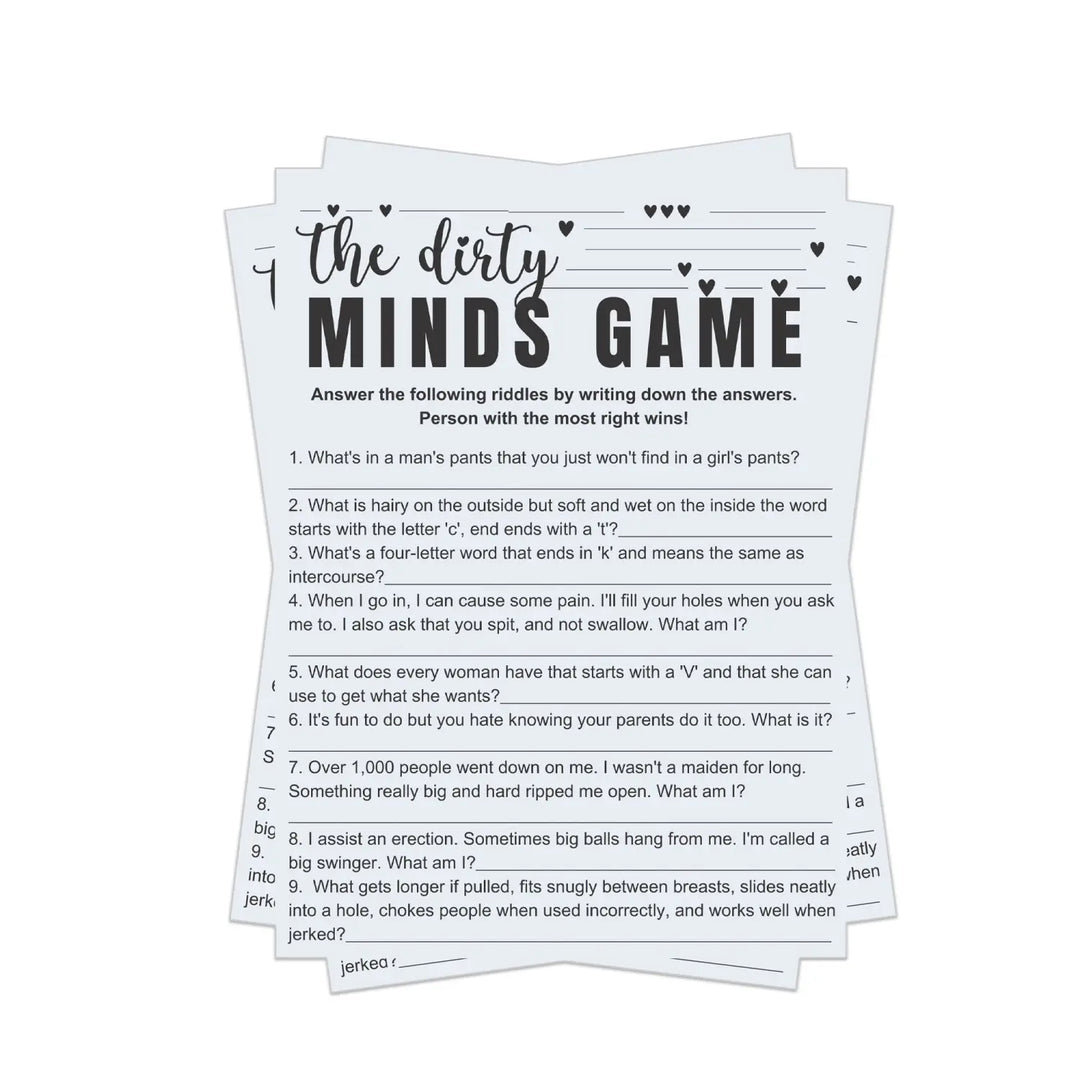Dirty or clean minds trivia - hilarious diy printable adult party game - instant download - games