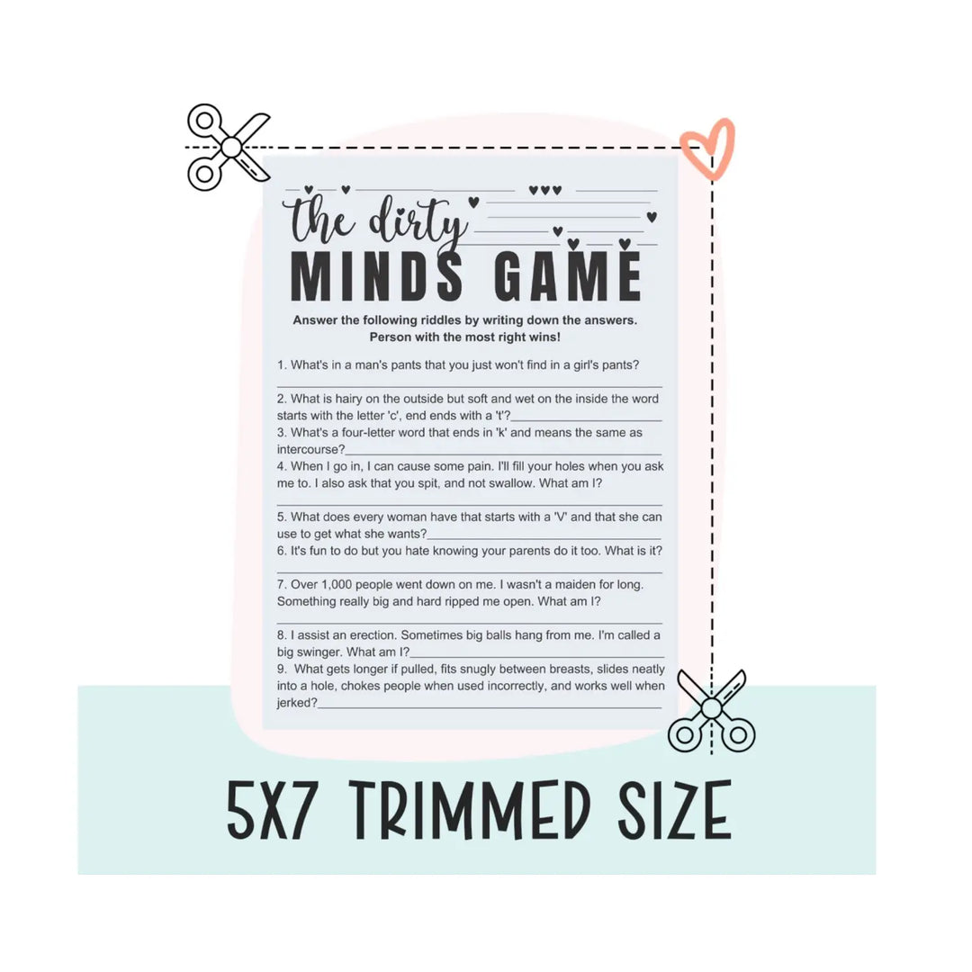 Dirty or clean minds trivia - hilarious diy printable adult party game - instant download - games