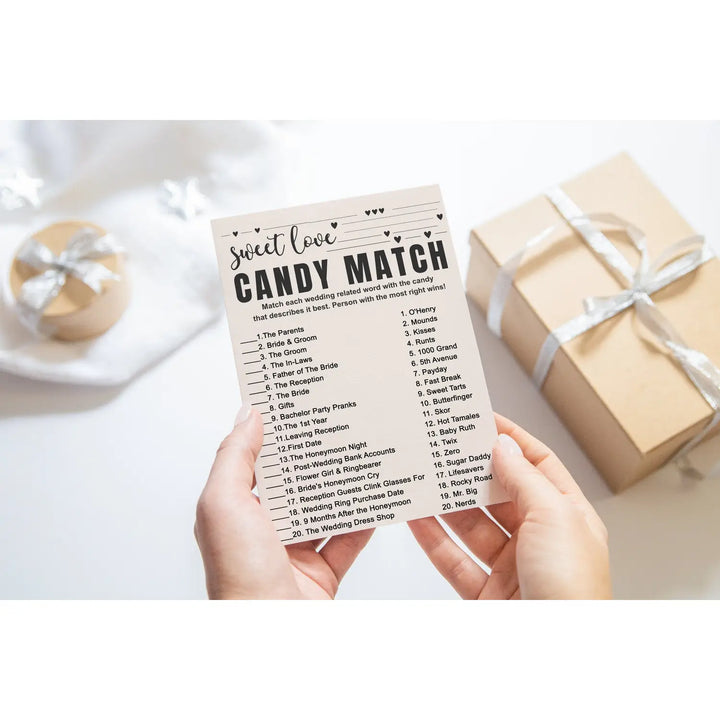 Diy bridal shower game pdf - hilarious match the candies challenge - printable bohemian bliss - party games