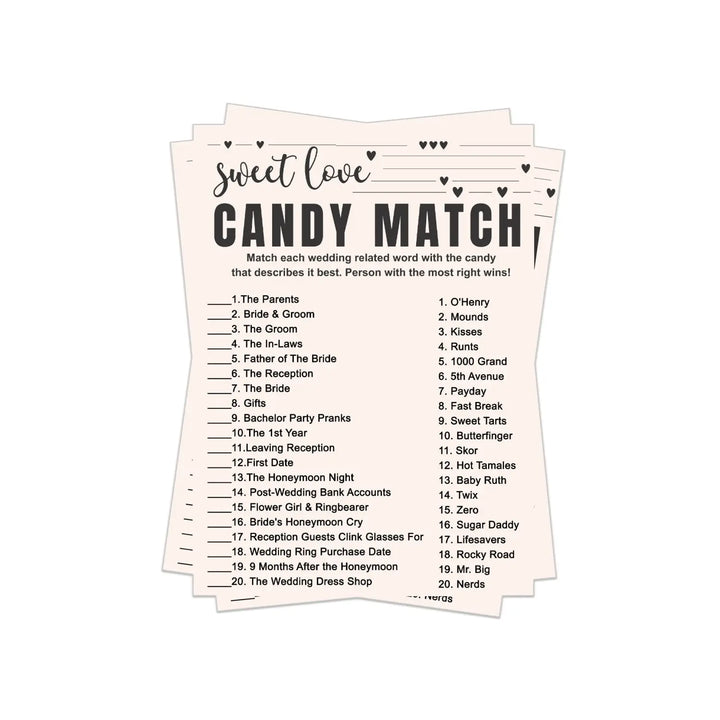 Diy bridal shower game pdf - hilarious match the candies challenge - printable bohemian bliss - party games