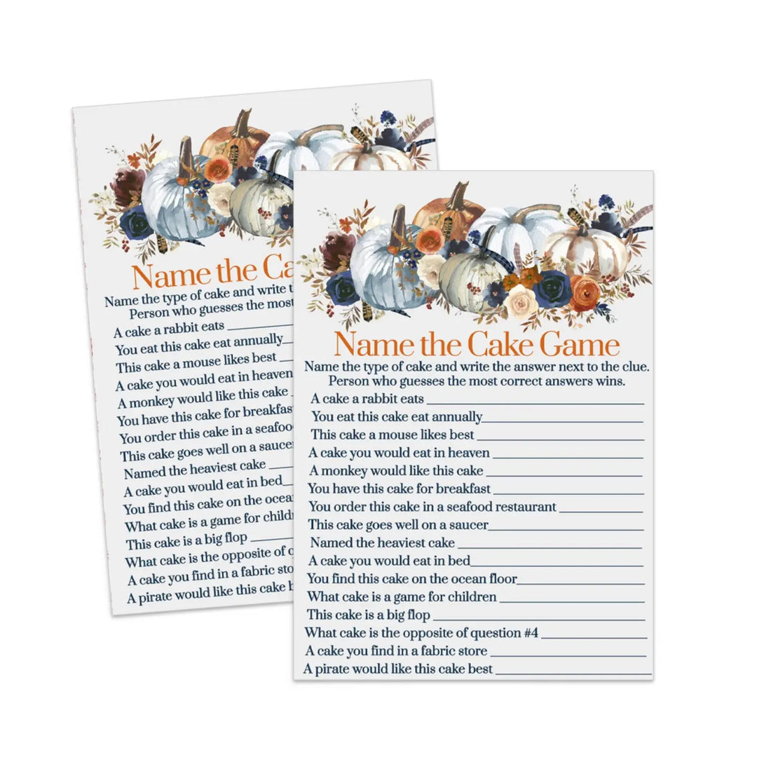 Diy pumpkin guess the cake game - printable bridal shower & wedding fun - floral pdf instant download - party games