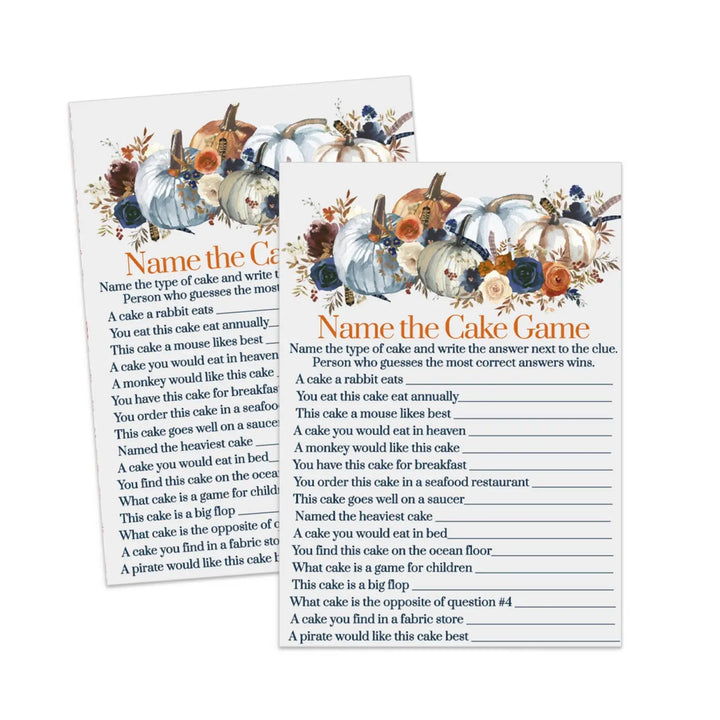 Diy pumpkin guess the cake game - printable bridal shower & wedding fun - floral pdf instant download - party games