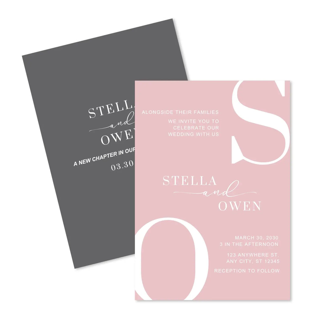 Elegant wedding invitations: personalized initials minimalist design 5x7 wild and free collection - invitations