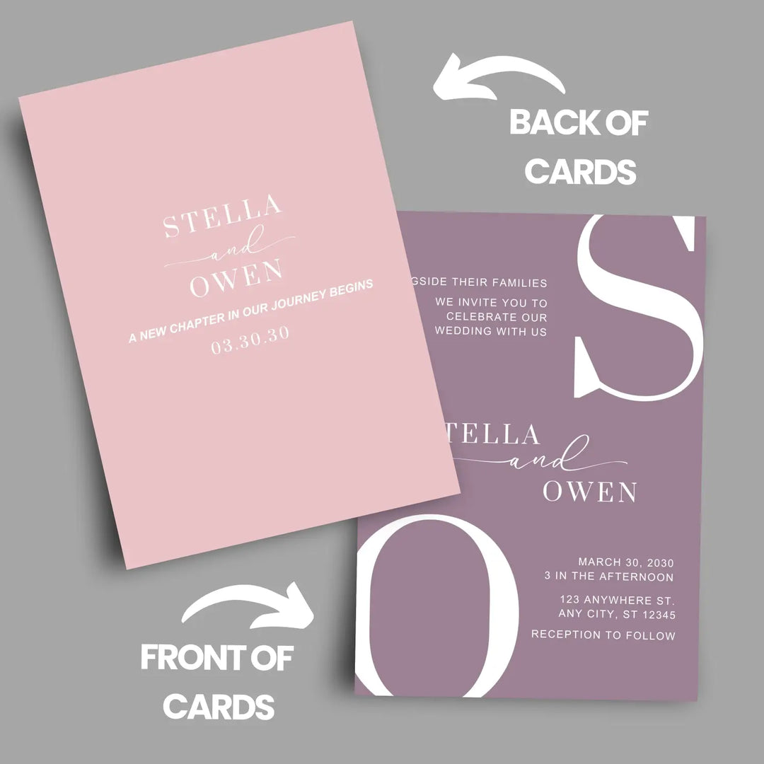 Elegant wedding invitations: personalized initials minimalist design 5x7 wild and free collection - invitations