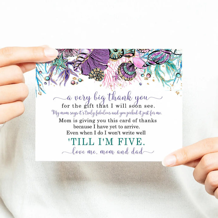 Enchanting seashells girls baby shower thank you cards - (15 pack) with purple envelopes 4x6 - office product