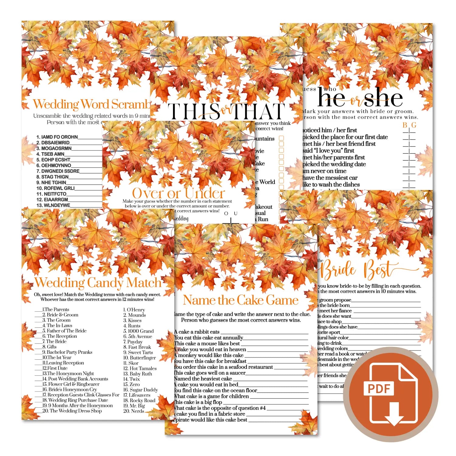 Fall in love bridal shower game instant download diy fun printable activities wedding pdf - party games