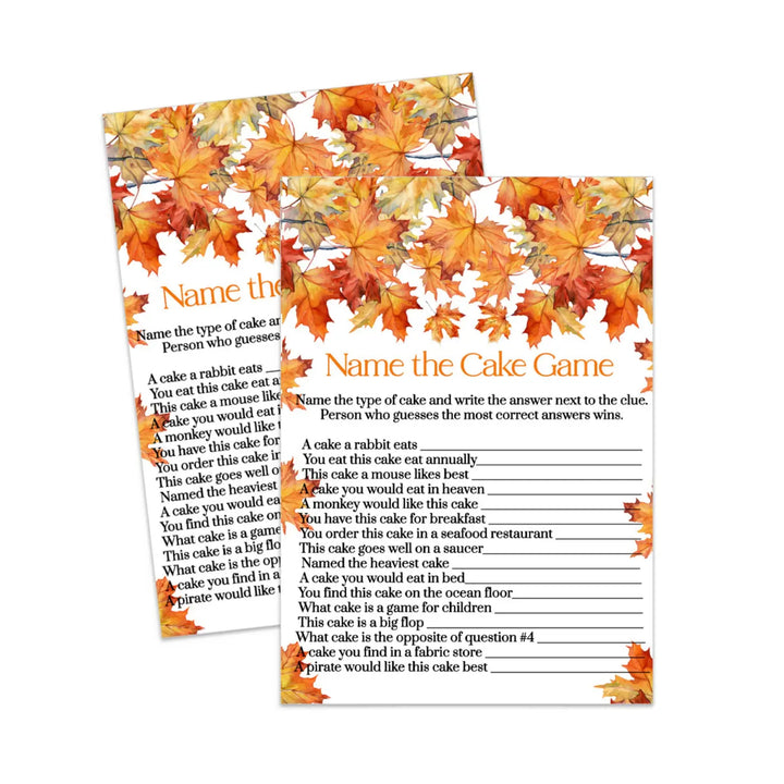Fall in love guess the cake game - autumn bridal shower & wedding reception fun - instant pdf digital download - party